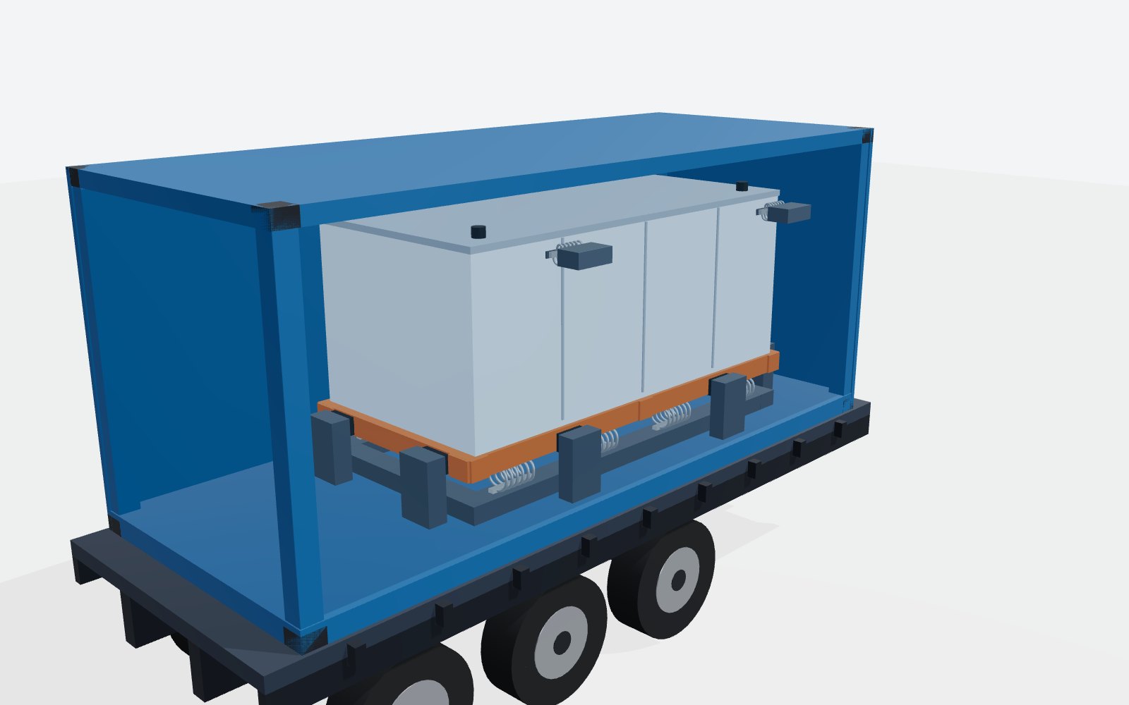Arrangement I: isolated skid inside a 20 ft container with top stabilisers