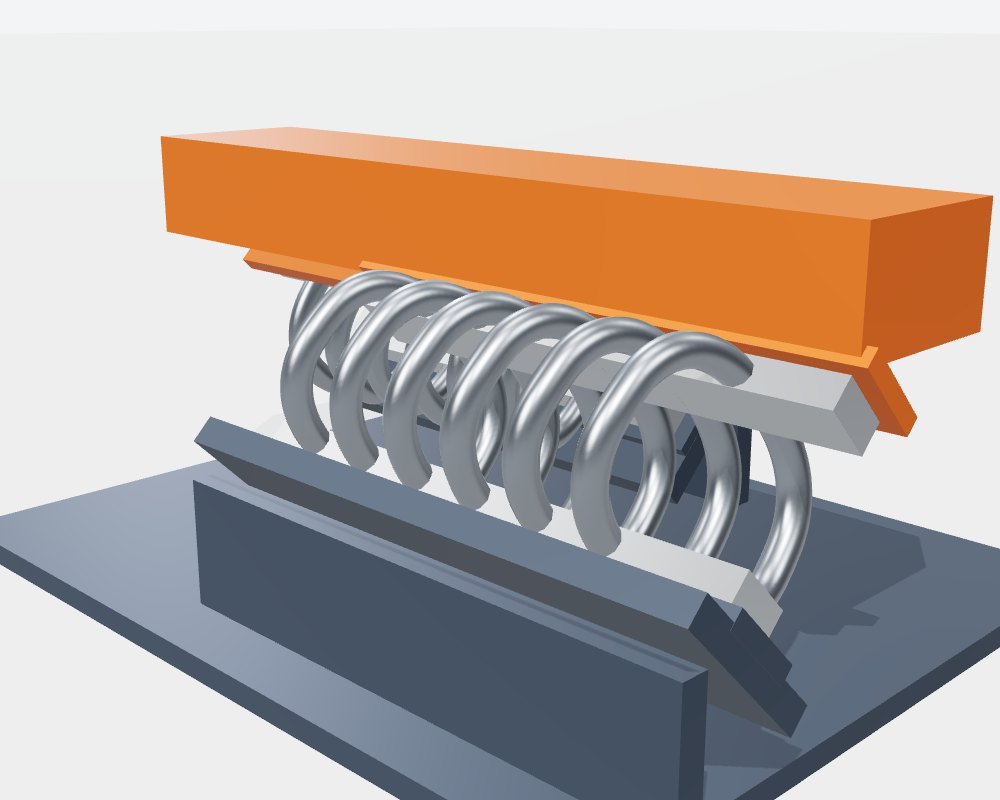Isolators at 45 degrees under a cargo rail
