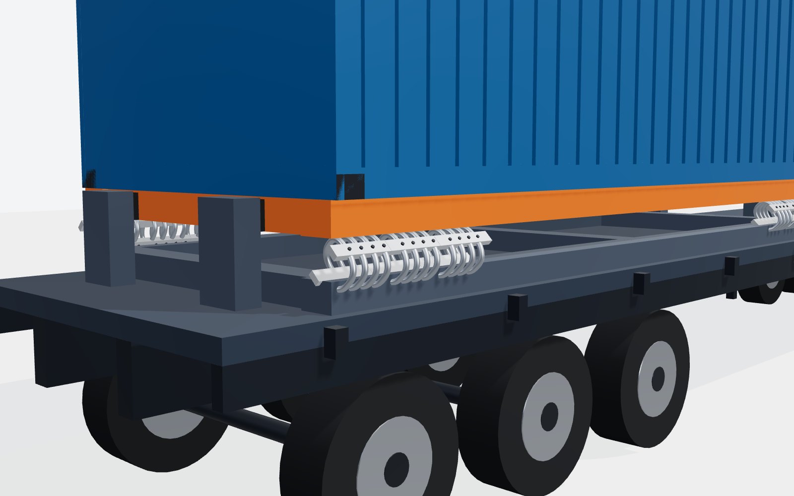 Arrangement K: 45 degree isolator clusters at each ISO corner of a container