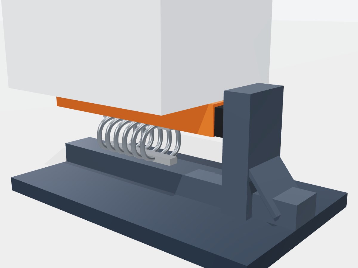 End-stop bracket with elastomer pad and running gap to the cargo frame